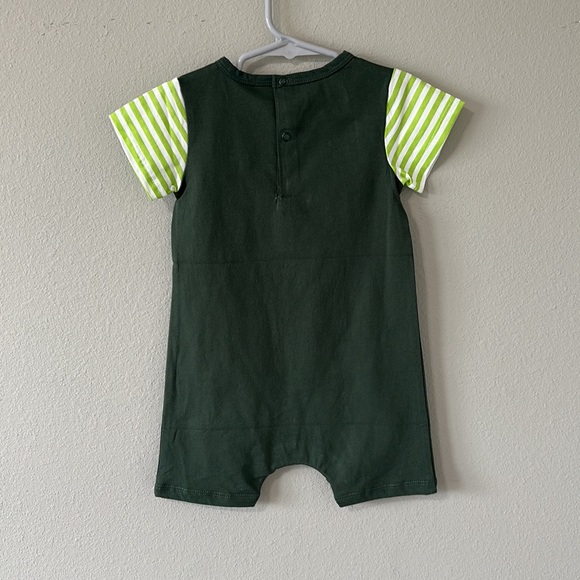 NWT Peppy Mini 2T Toddler Green Dragon Stripes Short Sleeve Romper - Picture 9 of 9